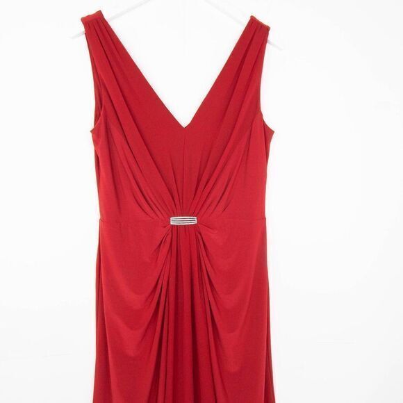 NWOT Lauren Ralph Lauren matte jersey jewel feature dress,‎ Ruby red, Size 10 - Picture 3 of 13